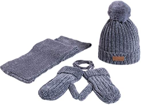Little Kid Winter Warm Hat Scarf Gloves Sets,Jchen(TM) 3 Pcs Baby Kids Girls Boys Winter Warm Knitted Cap+Scarf+Gloves Keep Warm Sets for 3-8 Years Old (Dark Gray)