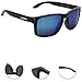 LianSan Designer Oversized Rectangular vintage retro Women Men Sports Sunglasses Glasses 0709(black blue)