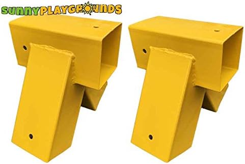 90 DEGREE ANGLE!!-Set of Two Metal A-Frame Swing Bracket's 4X4 Yellow Outdoor and Indoor Playground set Accessories for Kids