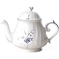 Villeroy & Boch Vieux Luxembourg Teapot, 37 oz, Premium Porcelain, White/Blue