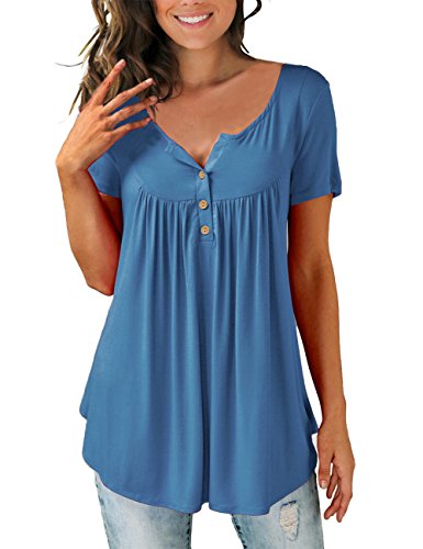Neitade Womens Shirts and Blouses Short Sleeve Tunics For Women Plus Size XXL