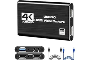 4K HDMI Video Capture Card, USB3.0 1080P 60FPS Video Recorder, Nintendo Switch Capture Card for Streaming Gaming and Broadcas