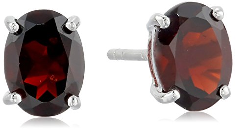 Sterling Silver Garnet Stud Earrings