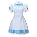 Bonamana Women Halloween French Lolita Maid Costume Cosplay with Apron (M) Blue
