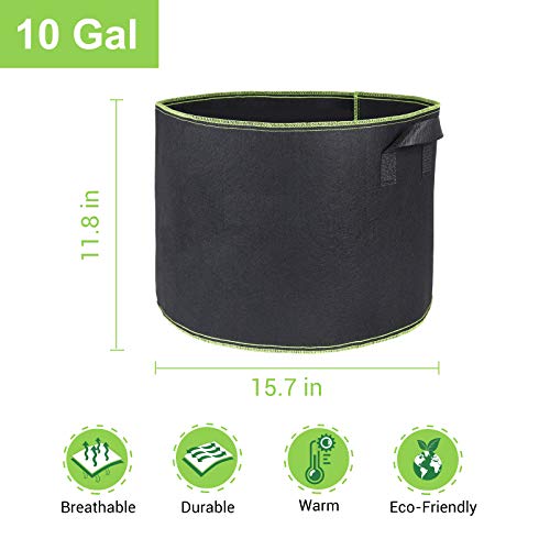 SunArea 10-Pack 10 Gallon Grow Bags, Thickened Nonwoven Aeration Fabric Pots with Reinforced Handles, Heavy Duty Plant… - Image 3