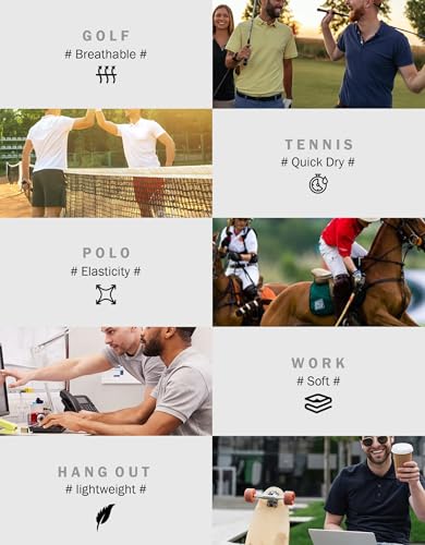 TELALEO 4/5 Pack Mens Polo Shirts Quick Dry Short Sleeve Golf T Shirt Performance Moisture Wicking Casual Workout