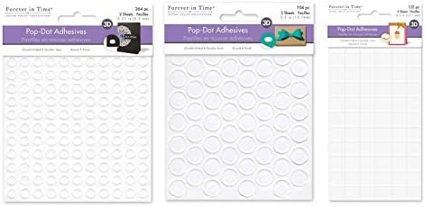 Forever In Time 3D Pop Dots Round Dual-Adhesive Foam Mount, 1/2-Inch, 104 Per Package &amp; 3D Round Pop Dots for Scrapbook, 264-Piece Foam Mount, 1/2-Inch Square Pop Dots, 132 Per Package (Set of 3)