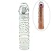 Penis Sleeves Extender Enlargers Sheath Reusable Condom Cock Extension Cover Sex Toys for Male Sexual Enhancers & Delay Ejaculation (Crystal Convex Textured)