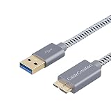 6.6 FT Hard Drive Cable,CableCreation USB 3.0 Micro Cable, USB 3.0 A to Micro B Cord Compatible with External Hard Drive, HD Camera, Charging Samsung Galaxy S5, Note 3/N9000 2M, Space Gray Aluminum