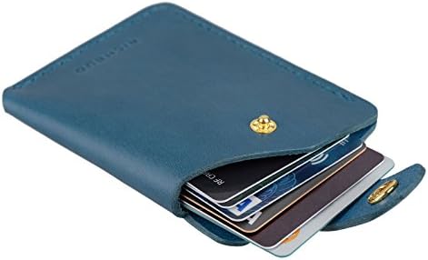 Richbud Leather Card Holder Wallet Cover Case Handmade (Blue)