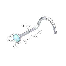ZS 5 Pieces Opal Nose Studs 20 Gauge Nose Pin Blue