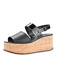 Mango Women's Platform Strap Sandals, Black, 7Â½