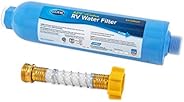 Camco 40043 TastePure RV/Marine Water Filter with Flexible Hose Protector | Protects Against Bacteria | Reduce