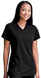 Classic Fit Collection by Jockey Scrubs Women's Tri Blend Solid Scrub Top Medium Black