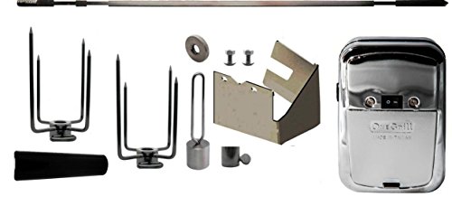 OneGrill Weber Fit Stainless Grill Rotisserie Kit With Cordless Motor (Chrome Motor)