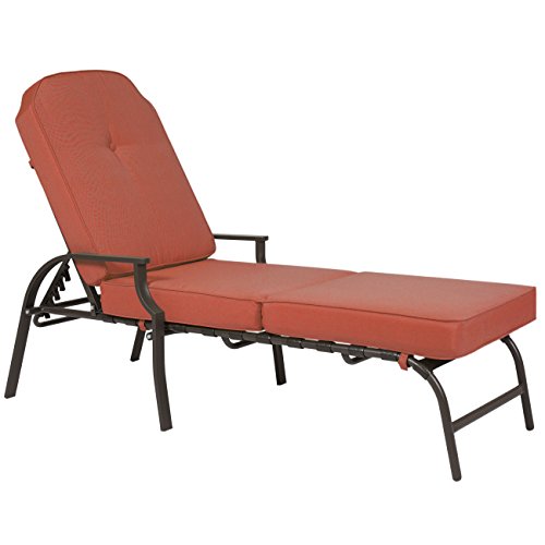 Best Choice Products Outdoor Chaise Lounge Chair W/ Cushion Pool Patio Furniture Rustic Red