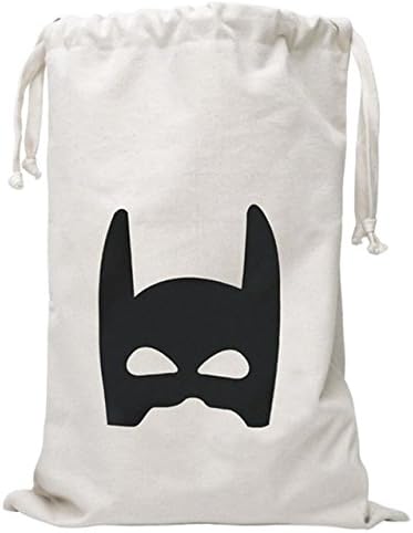 Outdoorfly Canvas Drawstring Laundry Bags Storage Nursery Clothes Books Kids Toys Organizer Travel Backpack Pouches Home Storage Bags(Mask,Oversized 18" x 26")