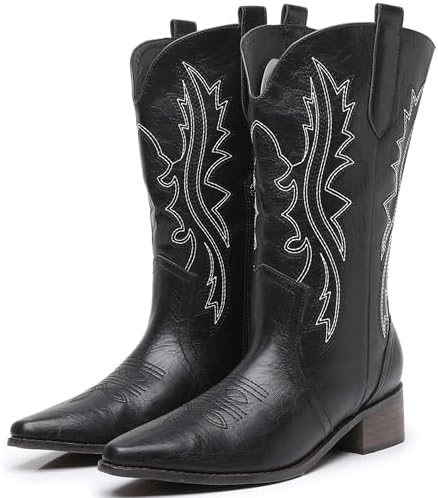 Cuero Handcrafted Black Leather Boots Western Rodeo‎ Cowboy Size 10 D  # C-940 Amazon.com | Western Shops Mens Genuine Leather Cowboy  main image 3