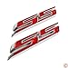 (3 Pieces) Small Slant SS Grill Side Trunk Emblem Badge Decal with Sticker for Chevrolet Chevy Camaro Impala Malibu Holden 2010-2016 [red Letter with Chrome Trim]