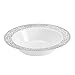 Disposable Plastic Bowls | Premium Quality White & Silver Dinnerware With Silver Lace Rim | Excellent for Weddings, Baby & Bridal Showers, Parties & More | Heavy Duty 12 Ounce Bowl | 40 Count