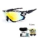 Polarized Sports Sunglasses UV400 Protection Cycling Glasses With 5 Interchangeable Lenses for Cycling, Baseball ,Fishing, Ski Running ,Golf