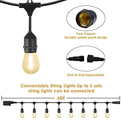 BHCLIGHT Extendable 48FT S14 Outdoor String Lights
