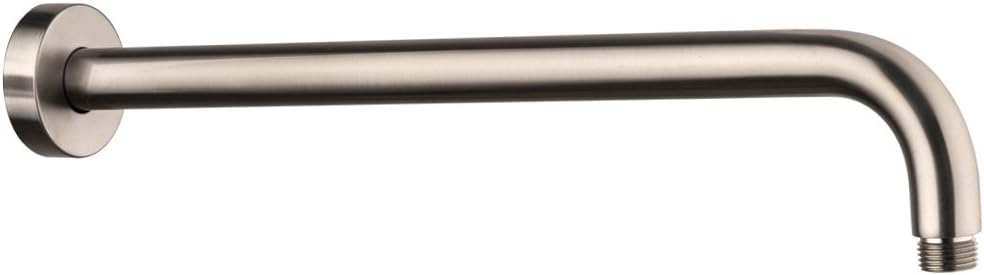 SARLAI Brass 16 Inch Long Brushed Nickel Shower Head Extension Shower Arm, Fixed with Flange