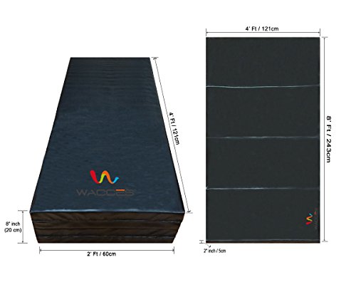 Wacces Pu Leather Gymnastics Gym Fitness Exercise Tumbling/Martial Arts Folding Mat, Black - Thumbnail 7