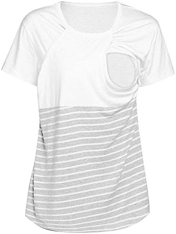 TheRang Womens T Shirts Maternity Nursing Tops Short Sleeve Striped Loose Fit Tunic Blouse