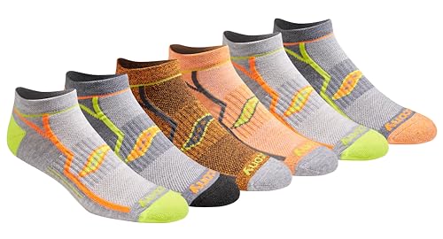 Saucony Herren RunDry Bolt Performance 6, 12, 18 Paar No-Show Socken, M-XXL, Orange (6 Paar), X-Large