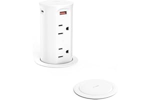 JGSTKCITY 2.5 inch Hole Pop up Outlet for Countertop,20W USB C,4 USB Ports,4 Outlets 15Amp Tamper Resistant Receptacle Flush Mount,Space Saver Recessed Outlet,1875W,ETL Listed