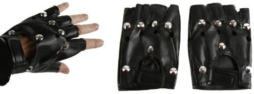 Rivets Studded Fingerless Gloves – Black