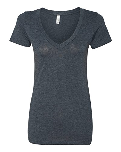Ladies Tri-Blend Deep V (Vintage Navy) (Small)