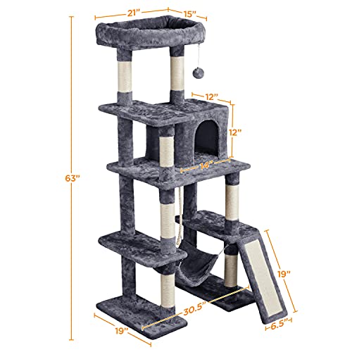 Yaheetech Cat Tree Cat Tower, 63 Inches MultiLevel Cat Tree for Indoor