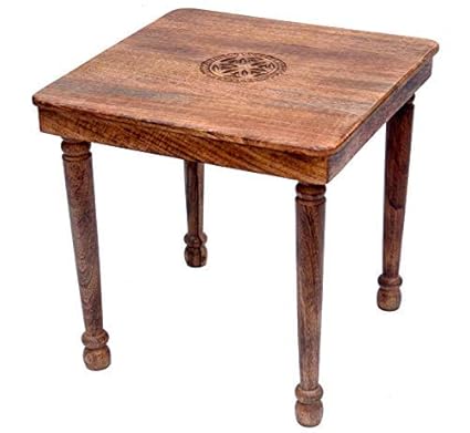 A One Shoppe Solid Handmade Carving Stool Square Standard Burn Wax Size 38x38x38 Cms Amazon In Home Kitchen