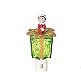 The Elf on the Shelf Night Light Scout Elf Sitting Atop a Green Present with a Gold Bow, 5.75-Inch