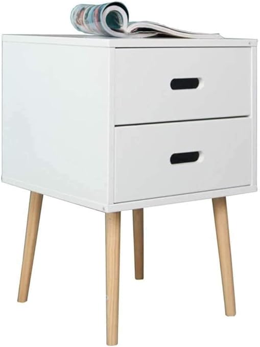 Hygrad Built To Survive Nightstand Retro White Wooden Bedroom Bedside Table Cabinet Storage With 2 Drawers Amazon Co Uk Kitchen Home