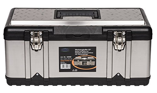 Kreher Profi Edelstahl Werkzeugkoffer Set : XXL 23" Profi Koffer 58 x 30 x 25 cm + XL 18" Profi Koffer 47 x 23 x 20 cm. Abschließbar, mit Werkzeugträger, Metallverschlüssen, Ablängvorrichtung. – Bild 3