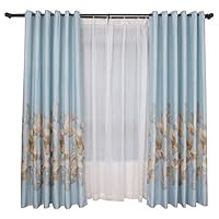 Boquite Window Curtain Polyester Blackout Blackout Drape Bedroom Living Room Decor(Blue)