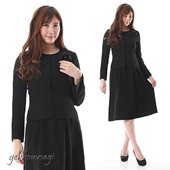 Amazon ノーカラージャケットブラックフォーマルアンサンブル