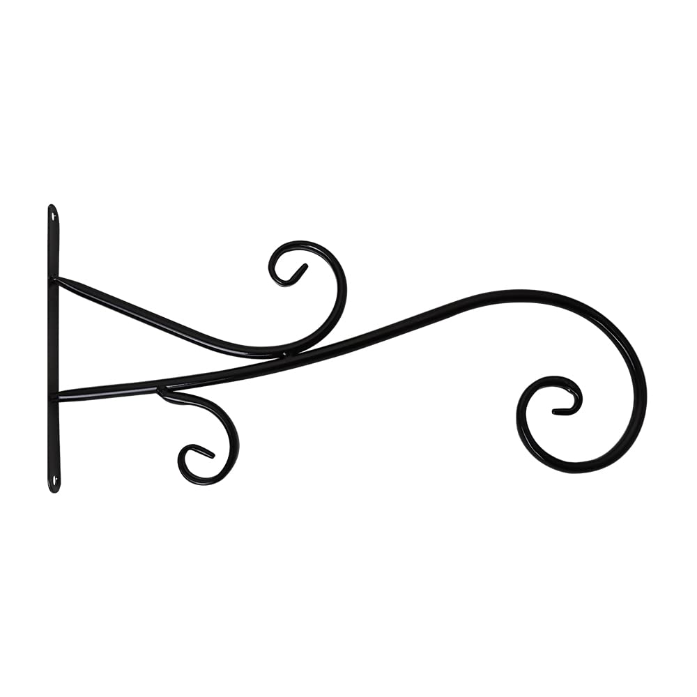 Aspire Metal Hanging Basket Brackets Outdoor Hanging Sign Bracket Wall Mounted Bracket for Hanging Plants Bird Feeders- Black A — image 1