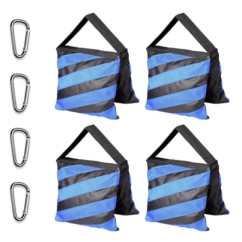 EMART Heavy Duty Sandbag,Weight Bags Photo Studio Saddlebag Design for Photography Stand Light Stand Tripod, Outdoor Patio, Sports, Photo Sets, Film Sets, Live Productions-(Black & Blue-4 Packs)