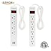 OviiTech 6 Outlet Surge Protector Power Strip and 4 Outlet Surge Protector Power Strip with 2 USB Charging Ports, Vertical Plug，Portable Travel Charger Charging Station,White(2 Pack)