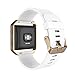Simpeak Band Compatible with Fitbit Blaze Smartwatch Sport Fitness, Silicone Wrist Band with Meatl Frame Replacement for Fitbit Blaze Men Women, Large, White Rose Gold Frame, Large