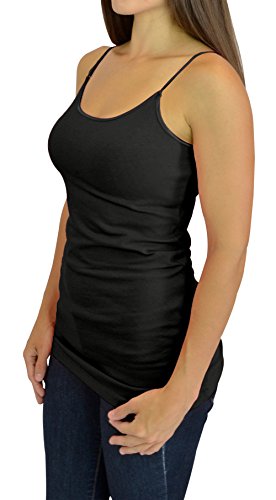 Belle Donne Women's Adjustable SpaghettiStrap Tanktop Cami - Black Small