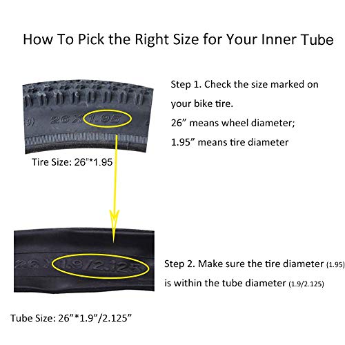 OUTFANDIA Inner Tubes, 2 Pcs 26" x1.9/1.95/2.10/2.125 Schrader Valve (32mm) BMX Bicycle Inner Tubes, Bike Tube for Children & Adults