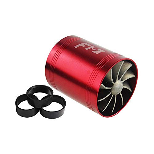 PTNHZ RACING 2.5" F1-Z Double Car Supercharger Turbine Turbo Charger Air Intake Gas Fuel Saver Fan RED
