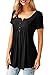 Women Shirts With Buttons Casual Summer Loose Tops and Blouses Short Sleeve Black M