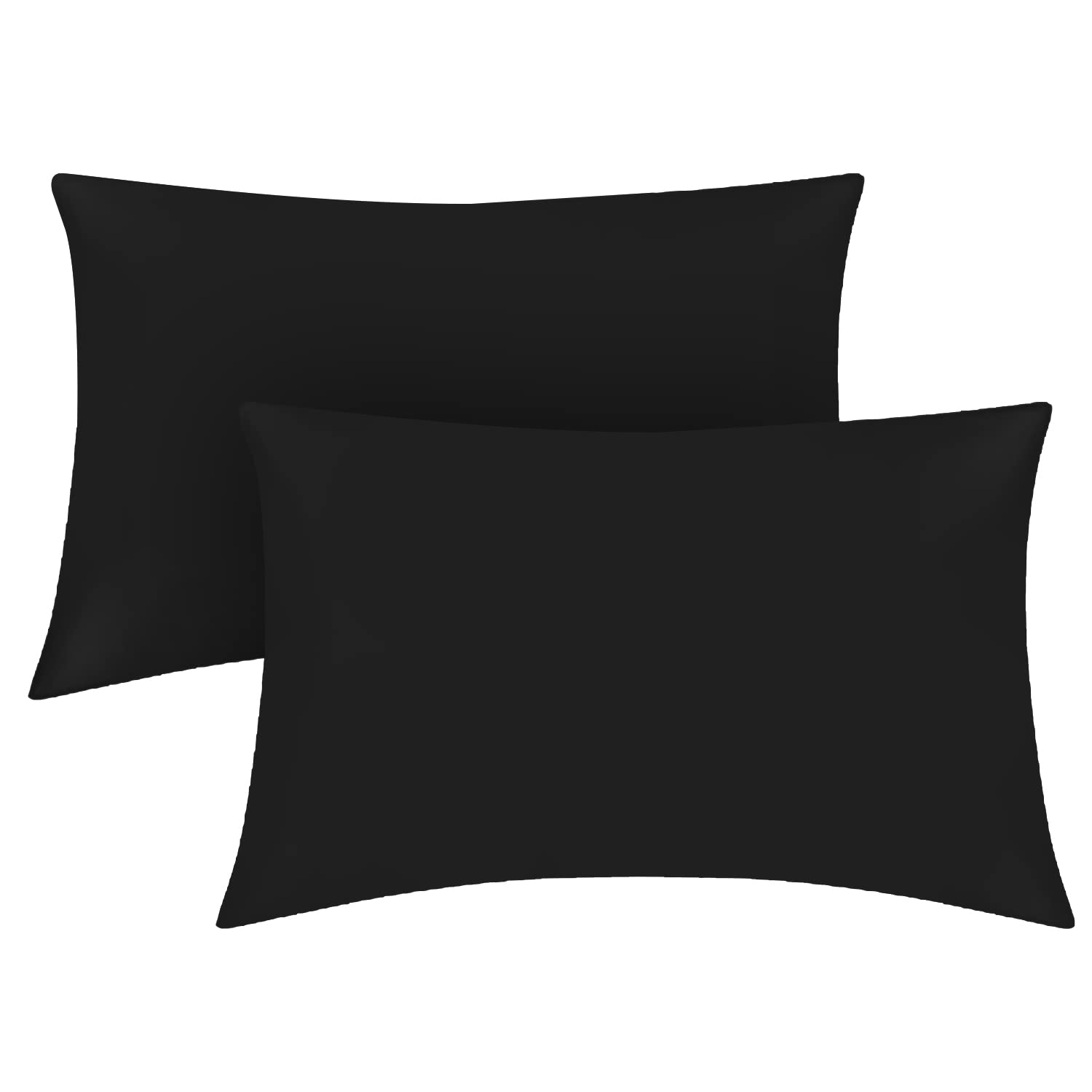 200 Thread Count Egyptian Cotton Pillow Cases- Luxury Bedding Soft Pillow Covers- Envelope Closure 50 x 75 Pillowcases 2 Pack - Black