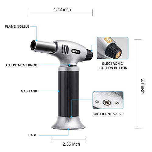 YIYATOO Professional Kitchen Torch Quality (Butane Gas Not Included) for Home Chef's Kitchen for Searing Food, Meat, Crème Brule | Adjustable Flame (MAX 2372°F) - for Cooking, Baking, BBQ, Home Use - Thumbnail 2